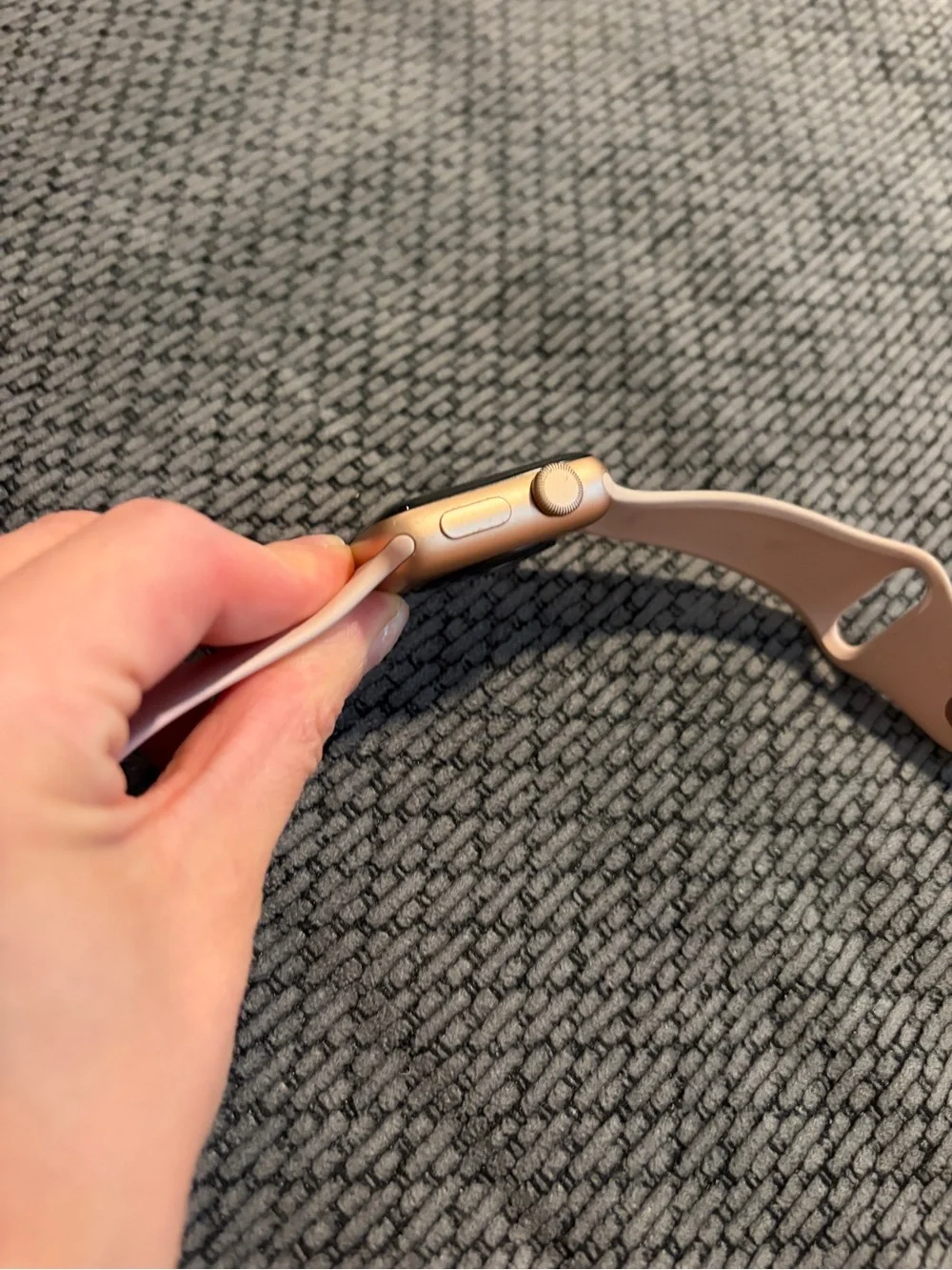 Apple Watch with Light Pink Sport Band